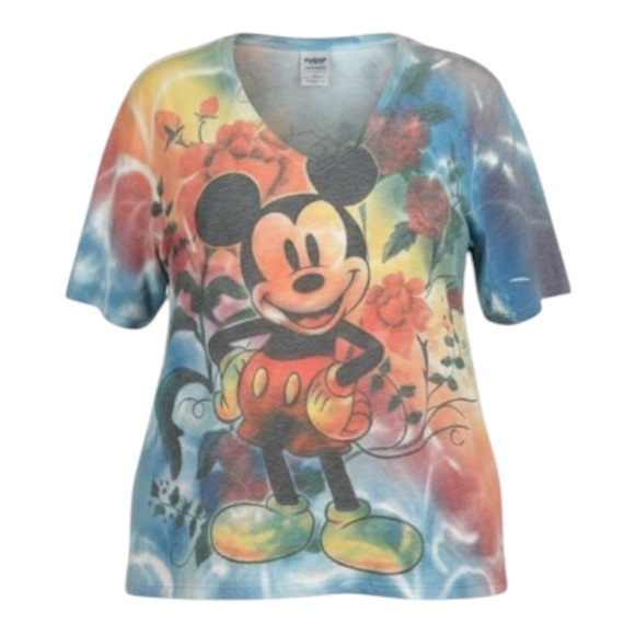 Disney Tops - Disney Mickey Mouse Tie Dye Print Multicolor Graphic Tee Size 4X